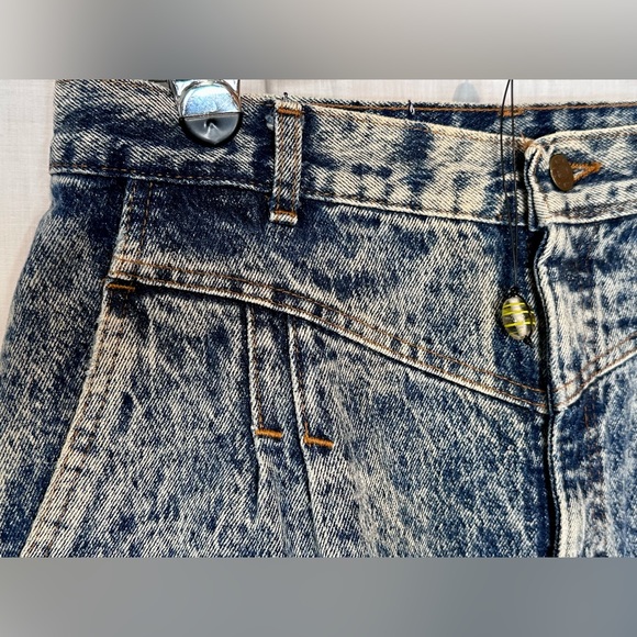 SUNSET BLUES - VINTAGE 80s Women's Jeans Sz 16 TALL High Waist - ACID WASH BLUE - Picture 2 of 13